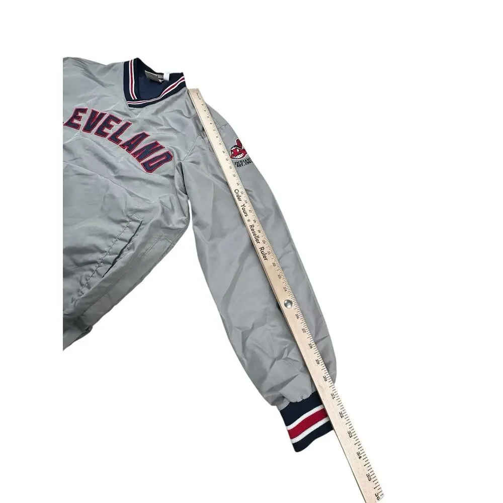 VTG Y2K Cleveland Indians Guardians Wahoo MLB Windbreaker Pullover SZ M Gray - Picture 5 of 12